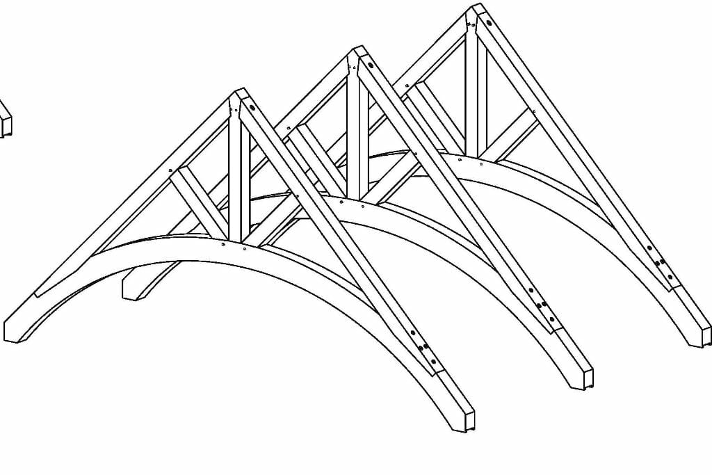 Arch Truss Design with Glulams and Heavy Timber.