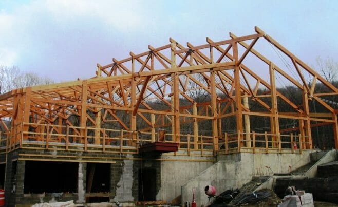 The Timber Frame Under Construction