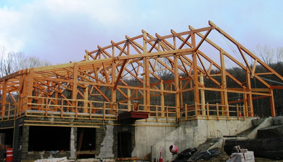 The Timber Frame Under Construction