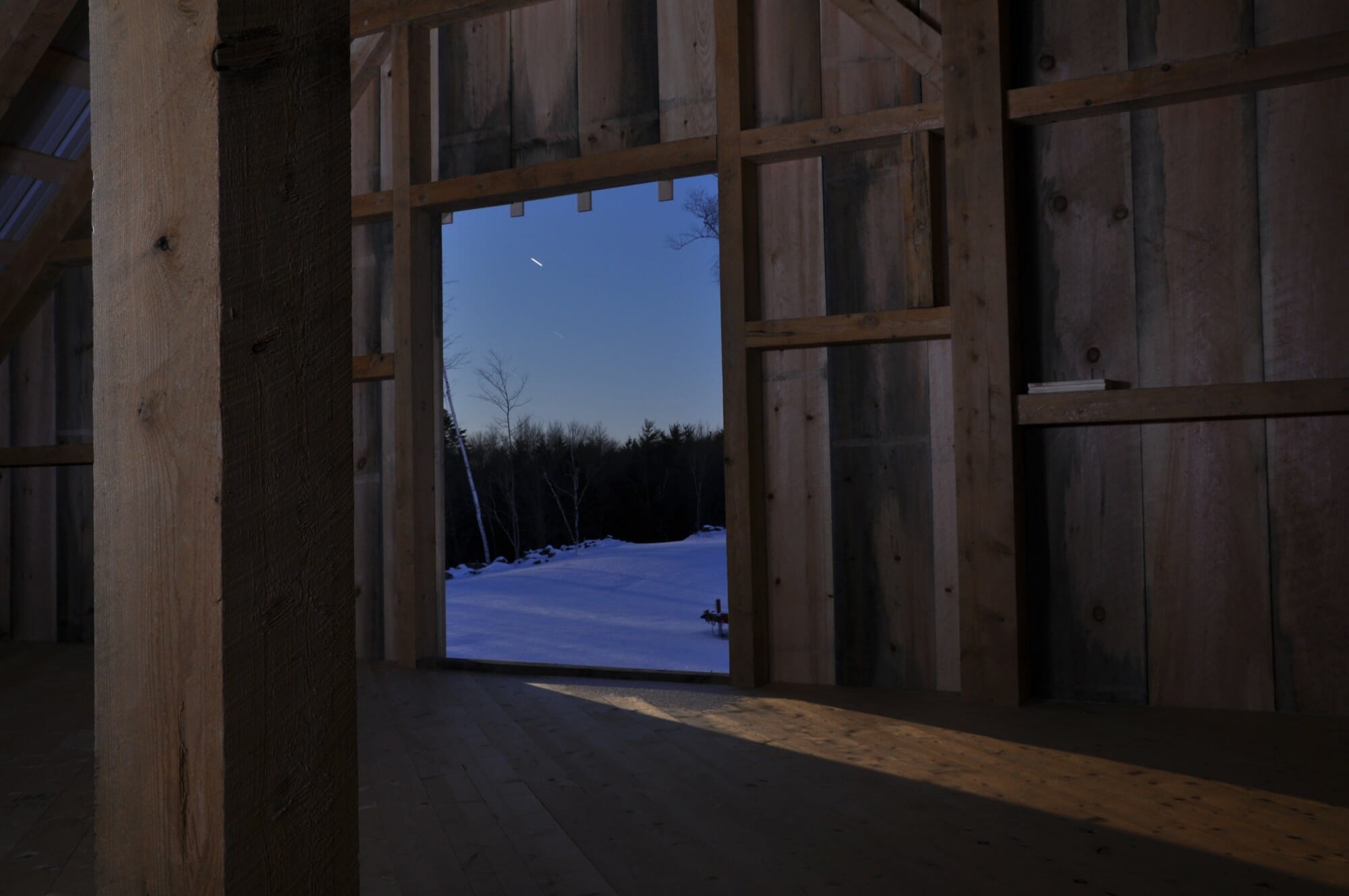 Sun rise through the barn door