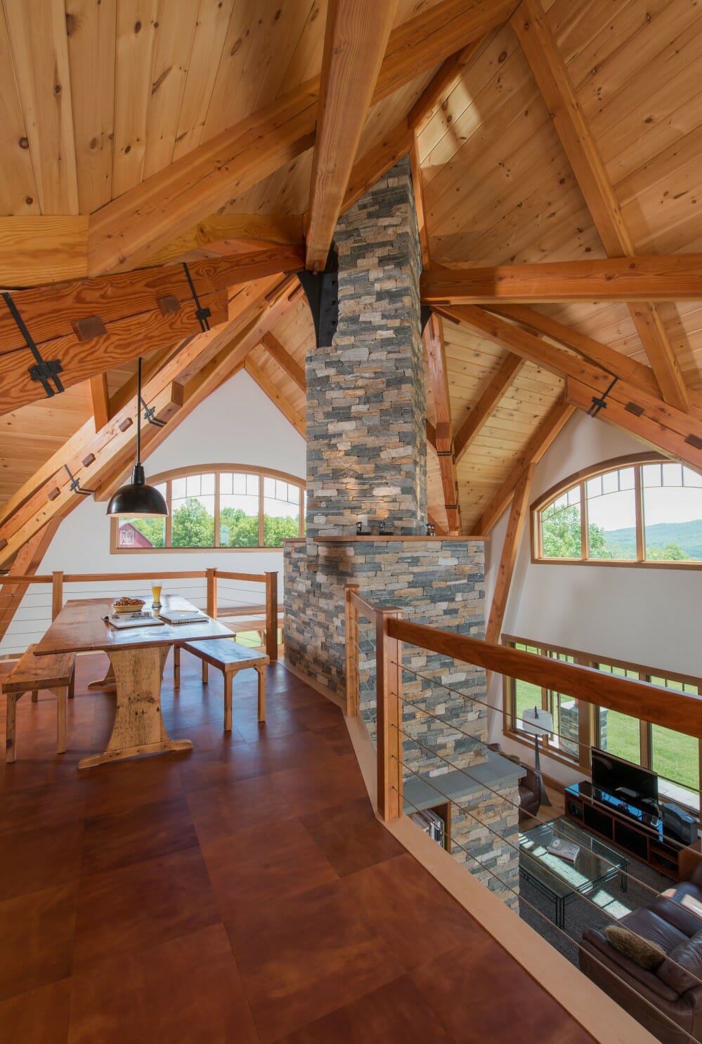 homes-night-pasture-farm-stone-chimney-ceiling-beams