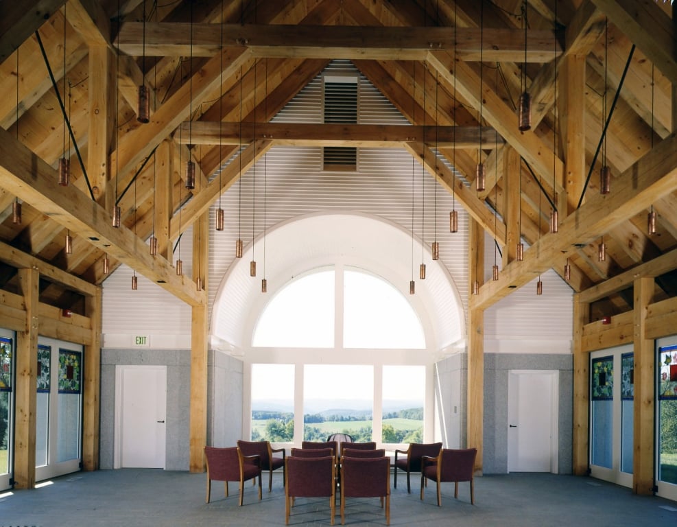 chapel with timber trusses
