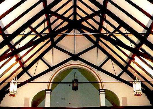 timber scissor trusses for a church ceiling