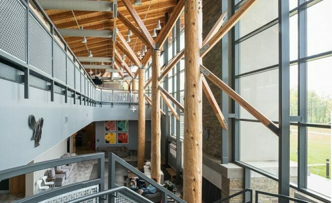 Interior of the Nemacolin Woodland Ski Resort with Glulam Beams