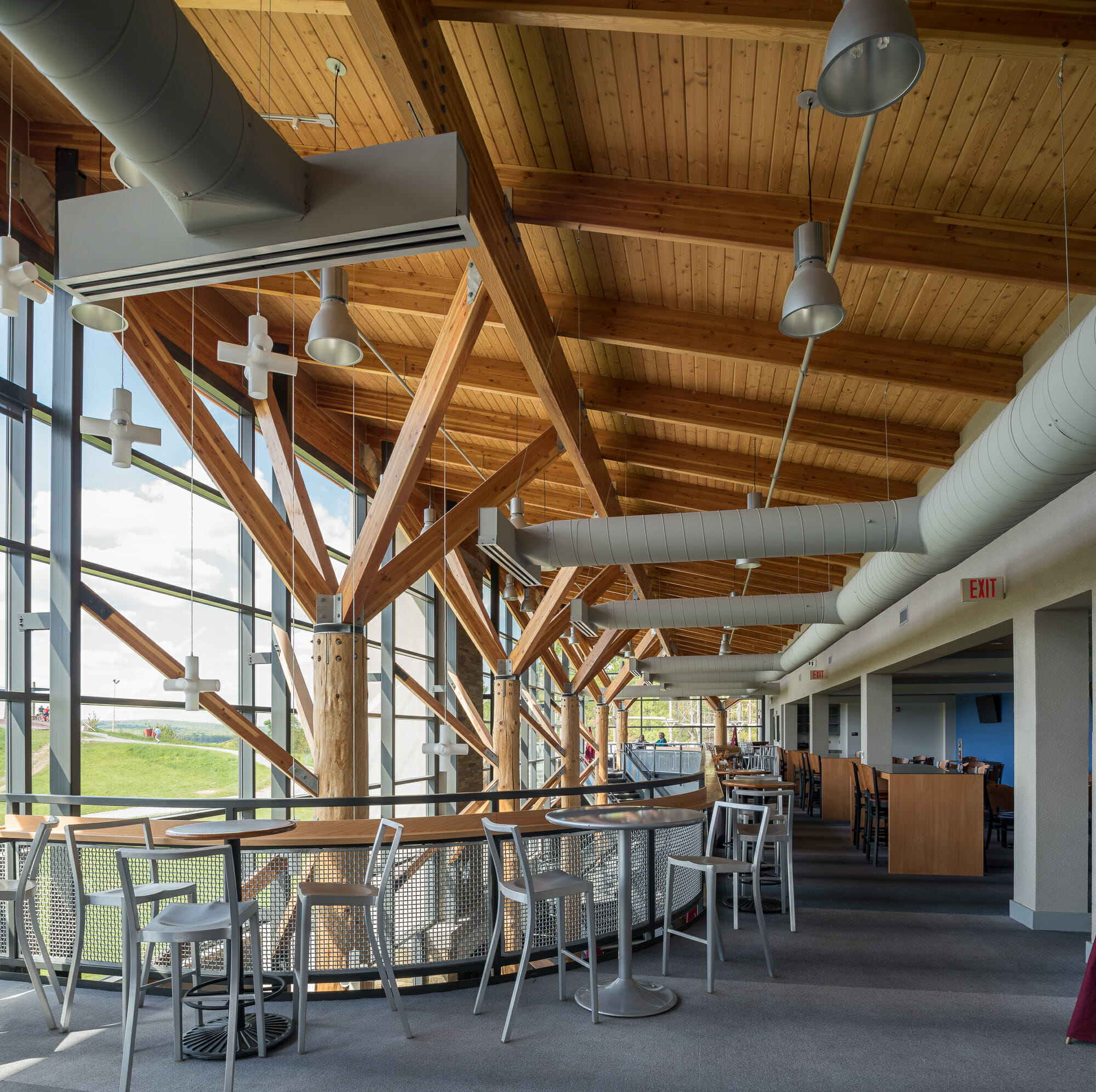 Interior of the Nemacolin Woodland Ski Resort with Glulam Beams