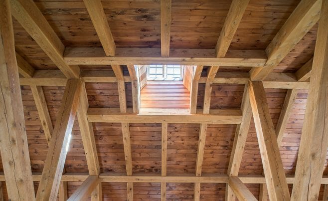 Interior of Eberhart Barn, Gambrel Barn with Rough sawn Hemlock