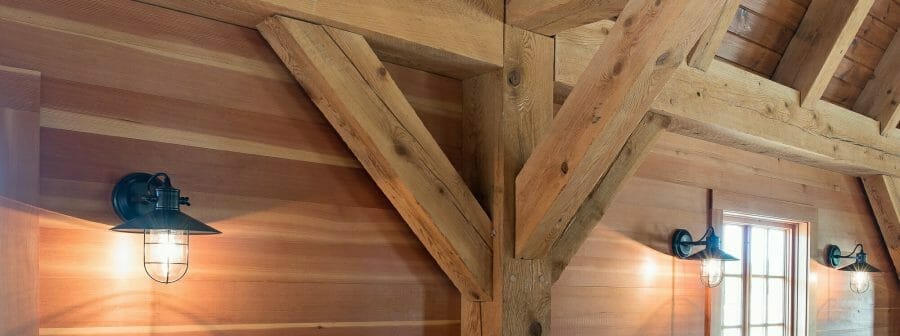 Interior of Eberhart Barn, Gambrel Barn with Rough sawn Hemlock