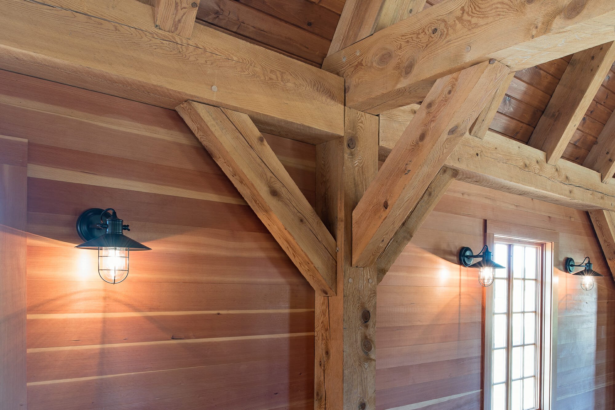 Interior of Eberhart Barn, Gambrel Barn with Rough sawn Hemlock