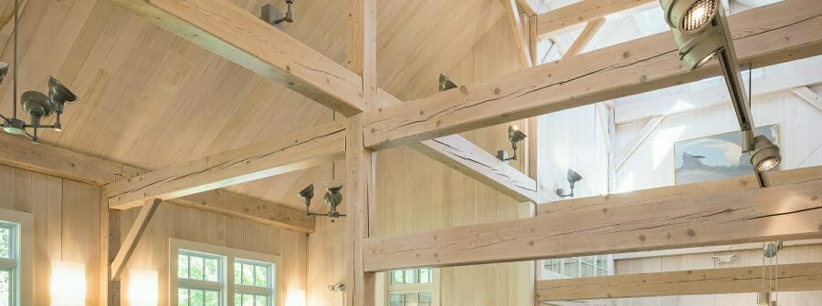 White Washed Hemlock Beams in the Cornwall Library in CT