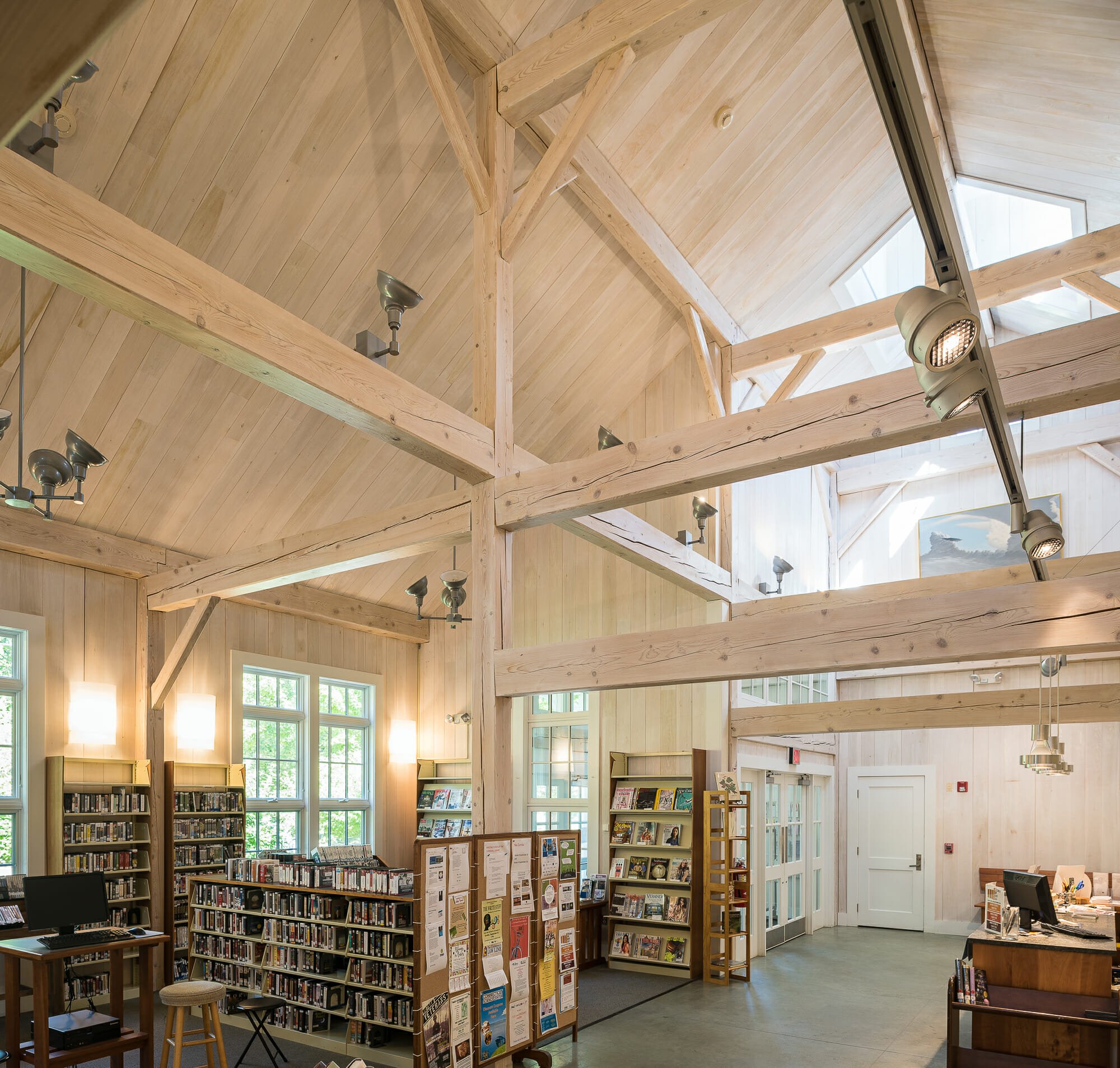 White Washed Hemlock Beams in the Cornwall Library in CT