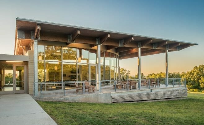 Exterior of the Student Pavilion at Middlesex Community College.