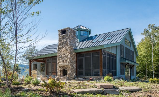 Exterior of a Timber Frame Barn Style Home in NH