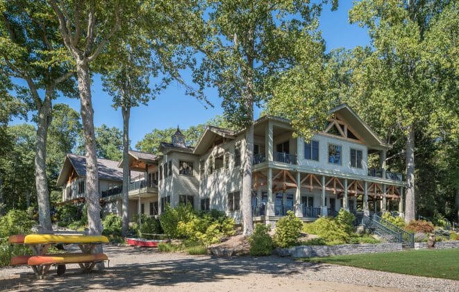 custom timber frame lake house