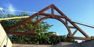 The First Bent with a steel tie rod installed at the Hamanasi Resort in Belize