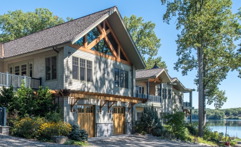 Exterior Timber Details of the Wakenah Lake House in CT