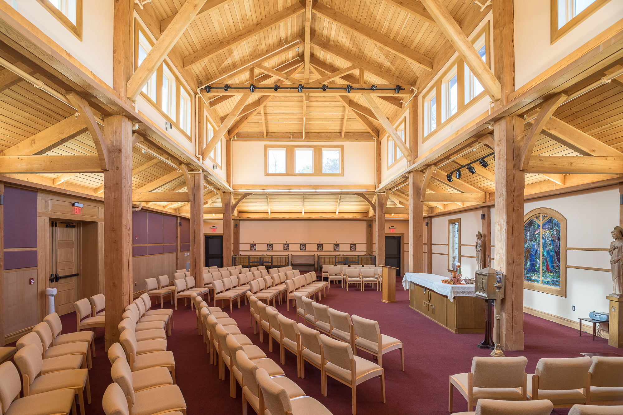 Traditionally joined beams in the chapel in the Notre Dame Academy in Staten Island, NY