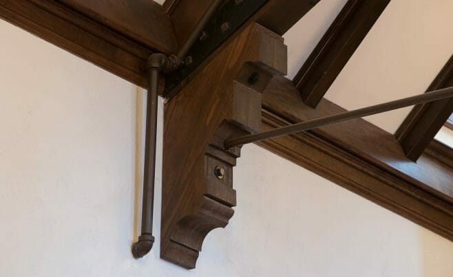 St. Catherine's Parish church in MA with Scissor trusses with steel tie rods