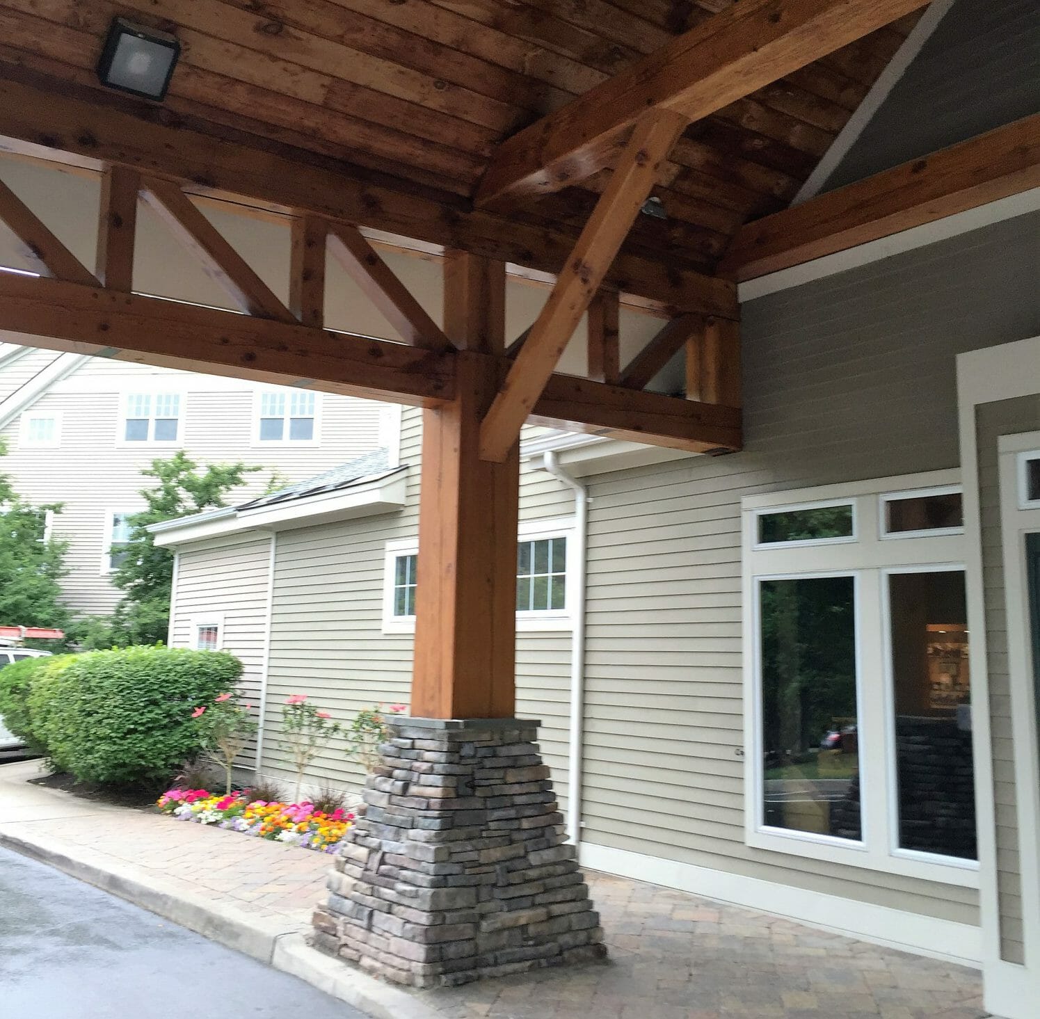 Timber Column with Stone Surround