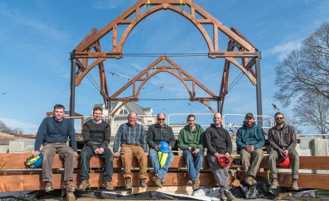 The Crew after Raising the Timber Frame at The Church of St. Michael the Archangel