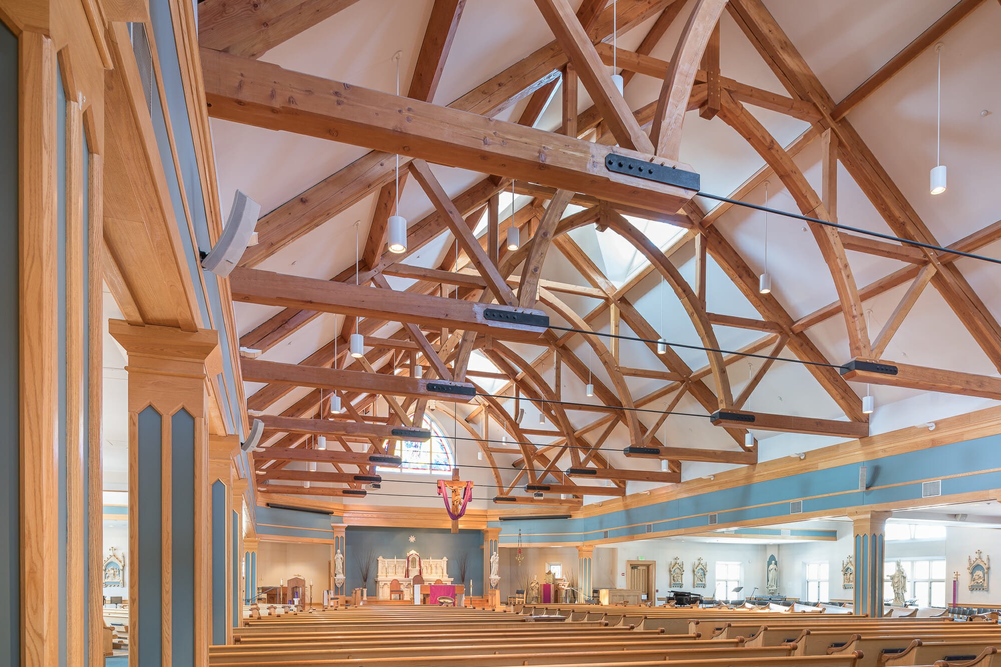 Church arches with steel tie rods