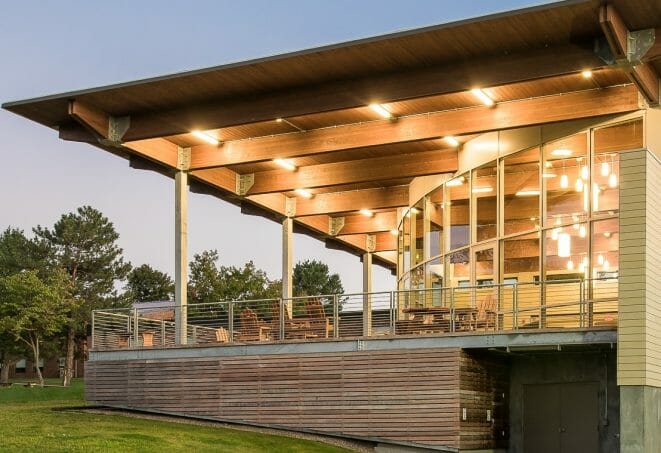 Glulam Timber Frame Pavilion at a Community College in CT