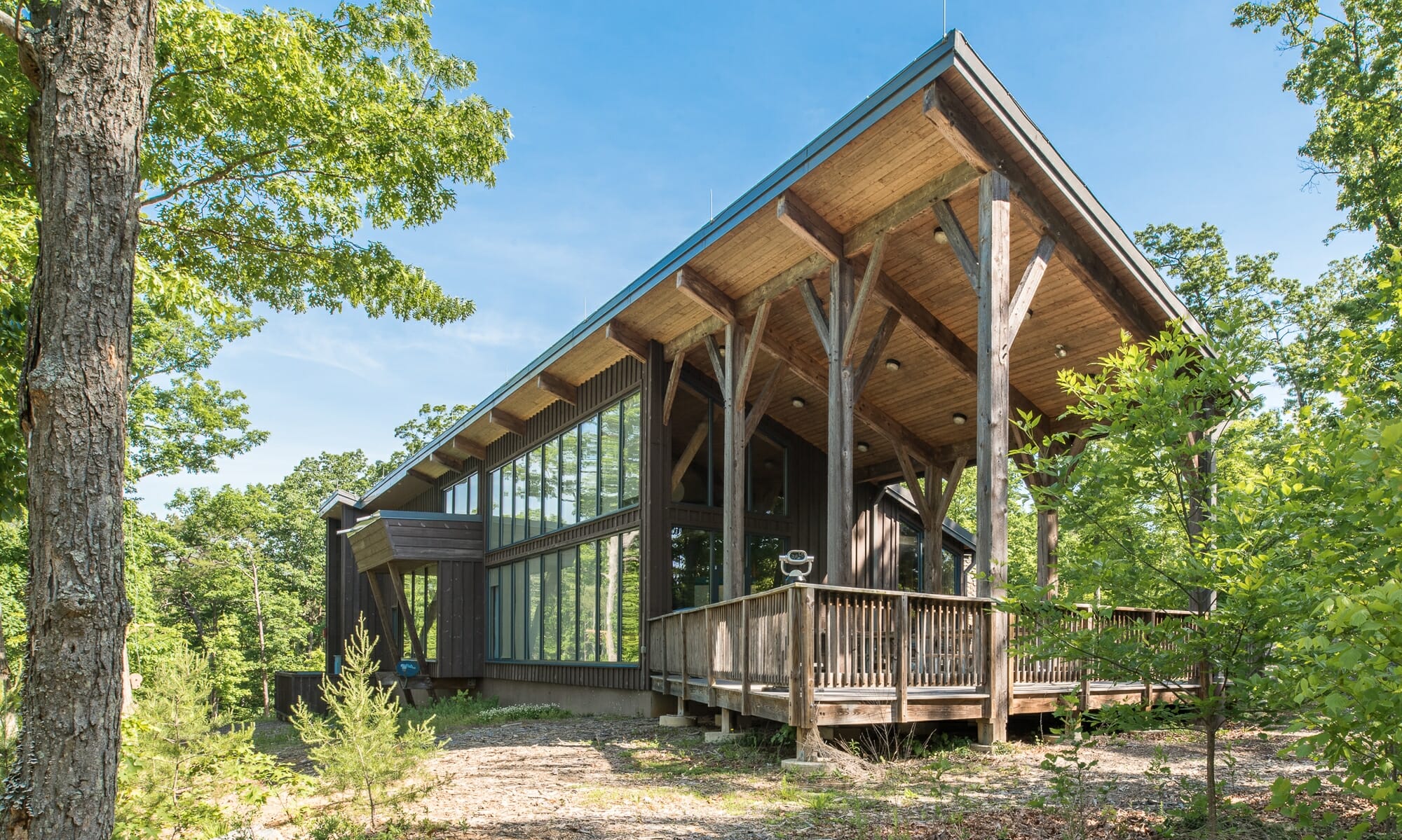 Shenandoah State Park Visitors Center built with Native Hemlock Timber with Traditional and Steel Joinery.