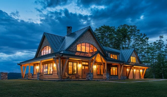 Exterior, Night Time View of Award-winning Night Pasture Farm in Chelsea, VT