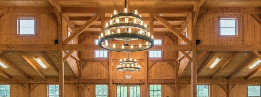 Interior of a Heavy Timber Frame Dining Hall for a Boy Scout Camp in CT