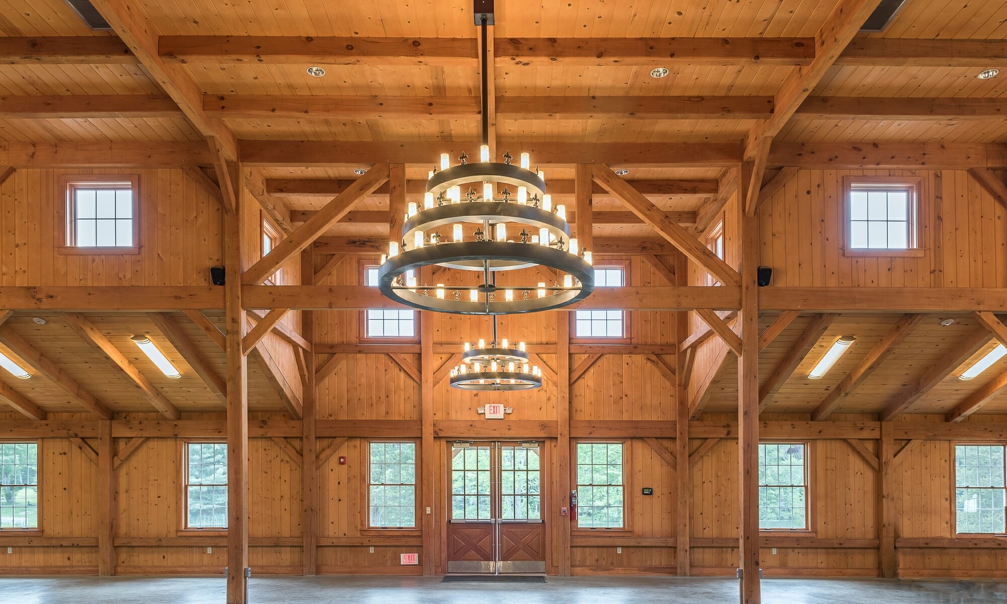 Interior of a Heavy Timber Frame Dining Hall for a Boy Scout Camp in CT