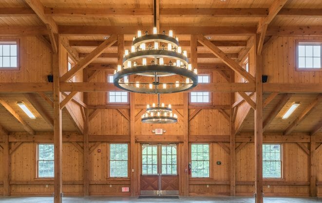 Interior of a Heavy Timber Frame Dining Hall for a Boy Scout Camp in CT