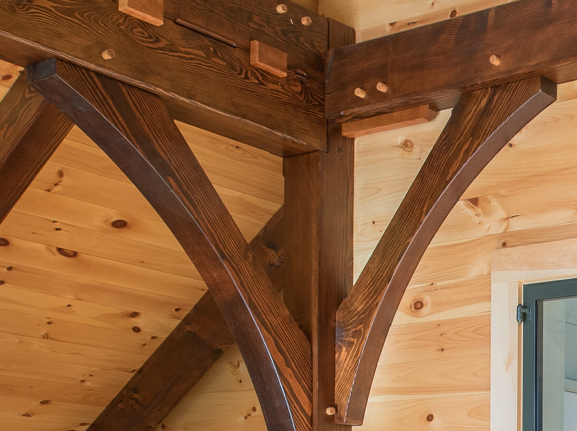 Timber Frame Joinery with Pegs and Keys in Barn Style Home in NH