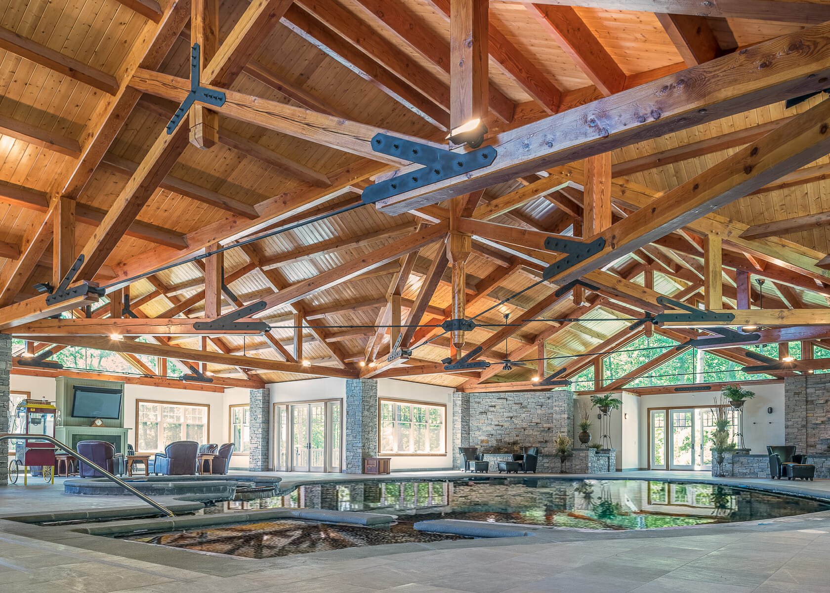 Timber Frame and Steel Indoor Pool House