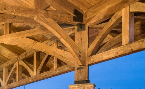 Joinery and steel plate detail in the entry way for the DoubleTree Hotel