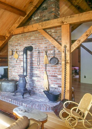 Beams in the Friant Residence in Landgrove, VT. The wood is semi sanded maple.