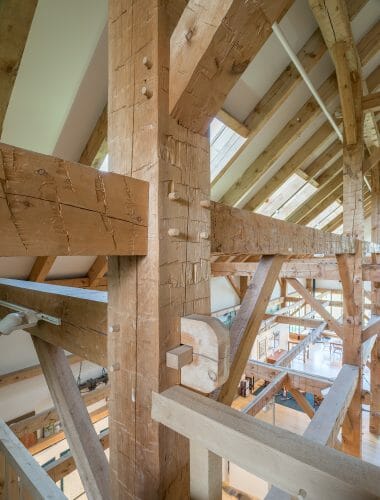 Hand Hewn Pine Posts and Beams in the Southern Vermont Welcome Center