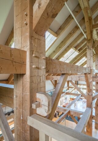 Hand Hewn Pine Posts and Beams in the Southern Vermont Welcome Center