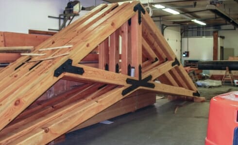 Fabricated Scissor Trusses in the Workshop for Grace Episcopal Church