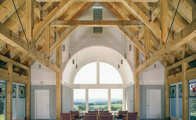 Pine And Hemlock Timber Frame in the Vermont Veterans Chapel