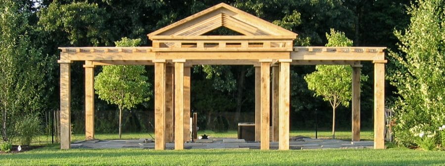 Hemlock Outdoor Pool House Pergola. McCarthy Pool House.