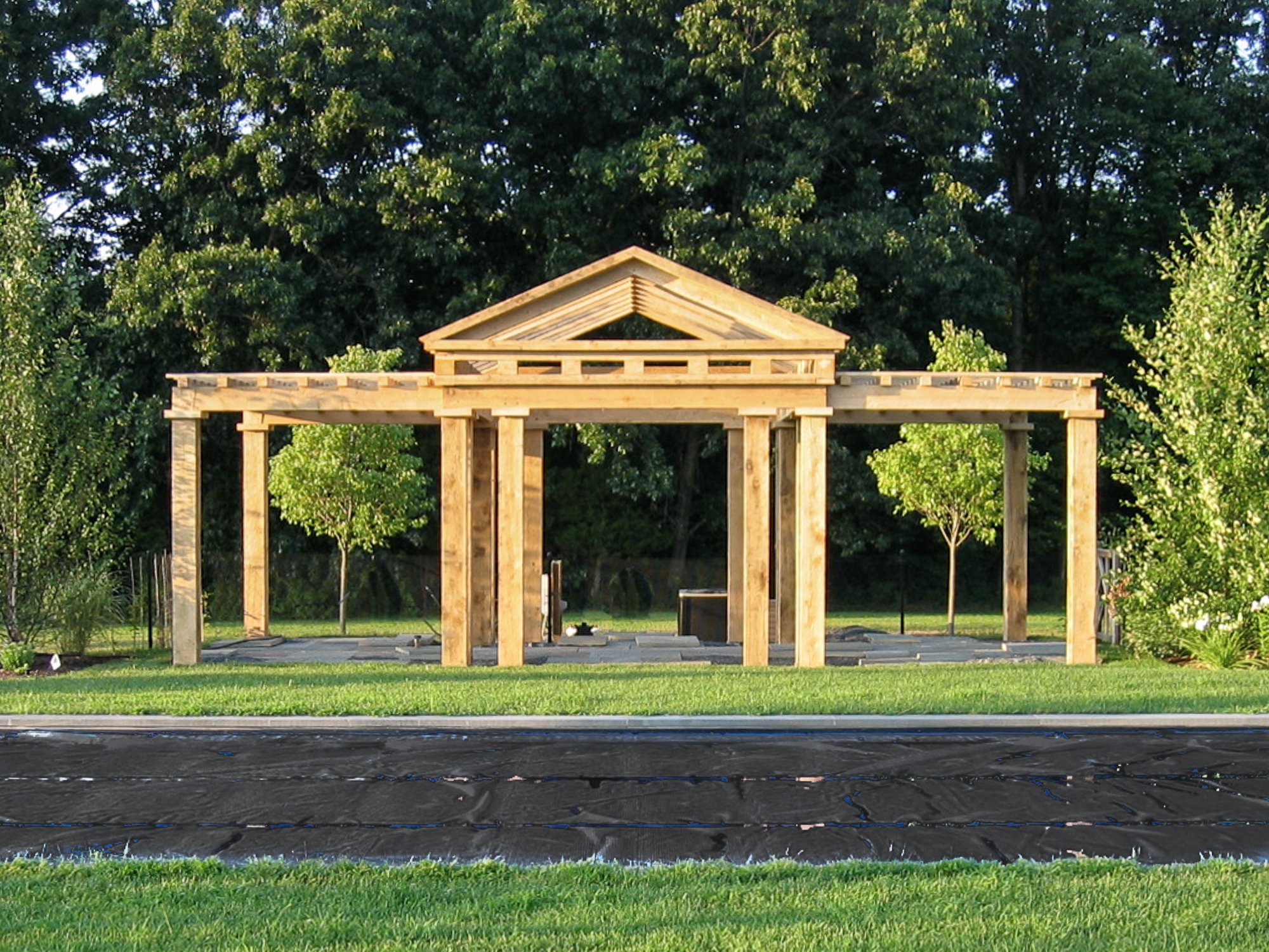 Hemlock Outdoor Pool House Pergola. McCarthy Pool House.