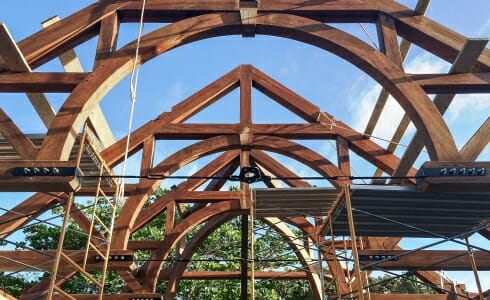 The raising of the Hamanasi Resort Arches in Belize