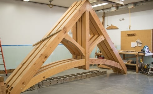 Timber Arched Trusses Assembled