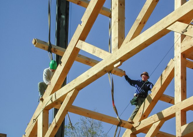 Timber Frame Assembly & Raising & Installing Purlins