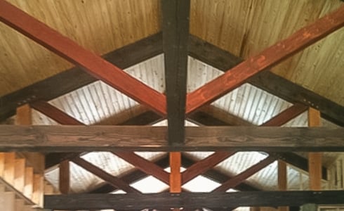 King Post Trusses in a Timber Frame Home