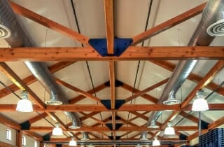 Trusses with Steel Plates at the Vermont Teddy Bear Factory