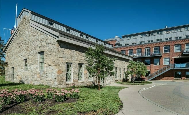 Exterior Stone work of the LaGrua Art Center at Stonington Commons