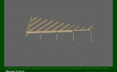 3D Model of the post and beams in the Magnet School dining cafeteria