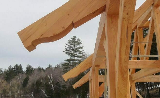 Rafter Scrolls on a Timber Frame Boat House