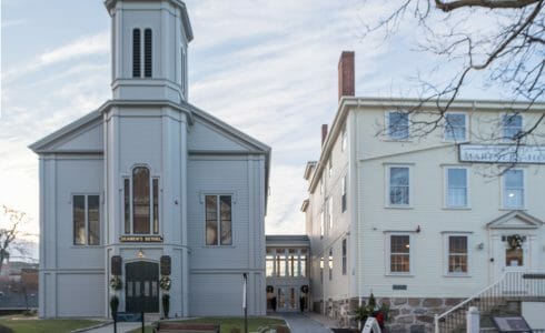 Exterior of the Port Society Complex connecting building