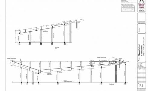 Plans and drawings of the posts and beams in the Magnet School